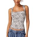 QINSEN Women39s Square Neck Sleeveless Double-Layer Tank