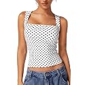 QINSEN Women39s Square Neck Sleeveless Double-Layer Tank