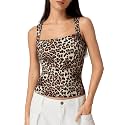 QINSEN Women39s Square Neck Sleeveless Double-Layer Tank