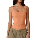 QINSEN Women39s Square Neck Sleeveless Double-Layer Tank