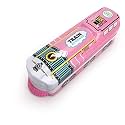 QIPS Multi-Layer Cartoon Printed School Bus Metal Pencil Box with Moving Tyres and Sharpener for Kids (Pink)