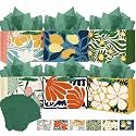 qiqee 9.6"x7.9"x4.3" 6PCS Clash Flowers Paper Gift Wide Bags with Tissue Paper Handles Medium Size Bags（ Tissue Paper ）