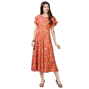 QIQI Womens Crepe A-Line Maxi Casual Dress