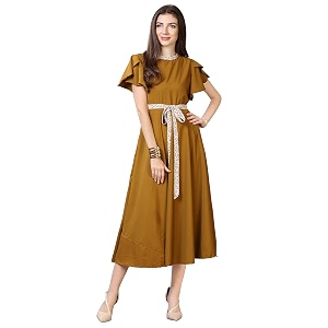 QIQI Womens Crepe A-Line Maxi Casual Dress
