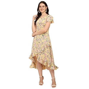 QIQI Womens Crepe A-Line Maxi Casual Dress
