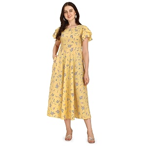 QIQI Womens Crepe A-Line Maxi Casual Dress