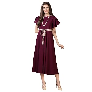 QIQI Womens Crepe A-Line Maxi Casual Dress