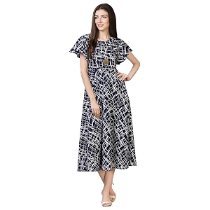 QIQI Womens Crepe A-Line Maxi Casual Dress