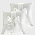 QIRMIZI 2 Pack Ivory Wedding Ring Pillow -Simple Collection of Big Bow Ring Bearer Holder for a Beautiful Ceremony