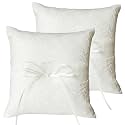 QIRMIZI 2 PC Wedding Ring Pillow - Lace Pearl Ivory Bearer Cushion for Your Perfect Wedding Party