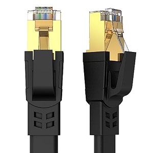 cat8 ethernet cable 15ft high speed heavy duty cat8 lan network cable 40gbps 2000mhz with gold plated rj45 connector for modem router switch gaming - black