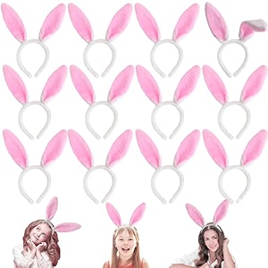 qiuttnqn 12 pcs bunny ear headbandplush bunny earseaster cosplay party favorcosplay party costume accessories for kids and adults