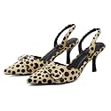QIV Leopard Kitten Heels Pointed Toe Slingback