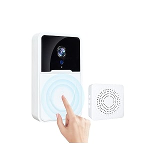 qiwa wireless wifi video doorbell camera with indoor chime - real-time two-way audio night vision hd resolution smart door bell