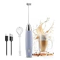 QLECT Pro 3 Speed Electric Milk Cofee Frother with Whisk | Wireless | Rechargeable Heavy Duty 1200 MAH Battery | 12000 RPM | Uses- Blender/Beater/Stirr/Foamer/Whipper/Cream Spinner (Black)