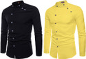 Qlonz Store Men Regular Fit Solid Mandarin Collar Casual Shirt (Pack of 2)