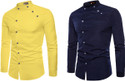 Qlonz Store Men Regular Fit Solid Mandarin Collar Casual Shirt (Pack of 2)
