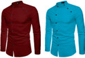 Qlonz Store Men Solid Casual Maroon, Blue Shirt