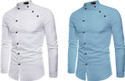 Qlonz Store Men Solid Casual Light Blue, White Shirt