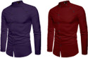 Qlonz Store Men Solid Casual Purple, Maroon Shirt