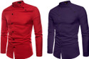 Qlonz Store Men Solid Casual Purple, Red Shirt