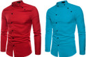 Qlonz Store Men Solid Casual Red, Light Blue Shirt