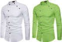 Qlonz Store Men Regular Fit Solid Mandarin Collar Casual Shirt (Pack of 2)