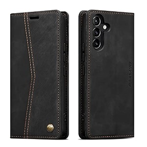 qltypri wallet case for samsung galaxy a54 5g vintage folio pu leather purse case with card slots magnetic closure kickstand flip crashproof phone cover for samsumg galaxy a54 - black