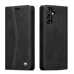 qltypri wallet case for samsung galaxy a54 5g vintage folio pu leather purse case with card slots magnetic closure kickstand flip crashproof phone cover for samsumg galaxy a54 - black