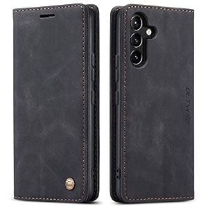 qltypri wallet case for samsung galaxy a54 5g vintage folio pu leather purse case with card slots magnetic closure kickstand flip crashproof phone cover for samsumg galaxy a54 - black