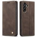 QLTYPRI for Samsung Galaxy A54 5G Case Vintage PU Leather Wallet Case TPU Bumper Card Slots Hands-Free Kickstand Magnetic Closure Shockproof Flip Folio Case for Samsung Galaxy A54 5G - Coffee Brown