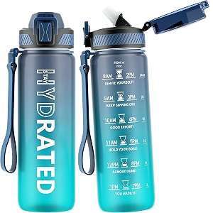 qlur water bottle with straw 27oz sports water bottles with time marker
