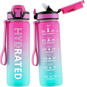 qlur water bottle with straw 27oz sports water bottles with time marker