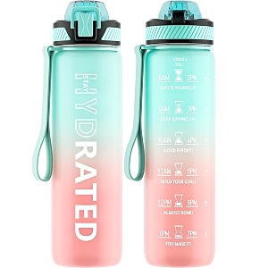 qlur water bottle with straw 32oz sports water bottles with time marker