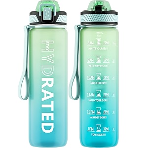 qlur water bottle with straw 32oz sports water bottles with time marker