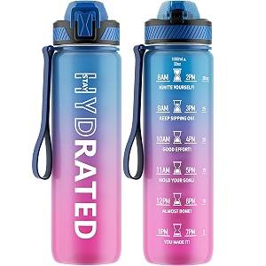 qlur water bottle with straw 32oz sports water bottles with time marker