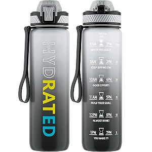 qlur water bottle with straw 32oz sports water bottles with time marker