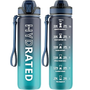 qlur water bottle with straw 32oz sports water bottles with time marker