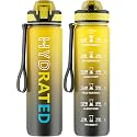QLUR Water Bottle with Straw, 32oz Sports Water Bottles with Time Marker