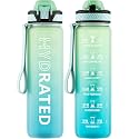 QLUR Water Bottle with Straw, 32oz Sports Water Bottles with Time Marker