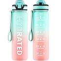 QLUR Water Bottle with Straw, 32oz Sports Water Bottles with Time Marker