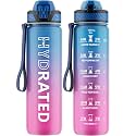 QLUR Water Bottle with Straw, 32oz Sports Water Bottles with Time Marker