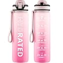 QLUR Water Bottle with Straw, 32oz Sports Water Bottles with Time Marker