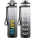 QLUR Water Bottle with Straw, 32oz Sports Water Bottles with Time Marker
