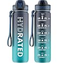 QLUR Water Bottle with Straw, 32oz Sports Water Bottles with Time Marker