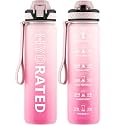 QLUR Water Bottle with Straw, 32oz Sports Water Bottles with Time Marker