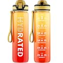 QLUR Water Bottle with Straw, 32oz Sports Water Bottles with Time Marker