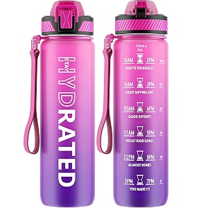 qlur water bottle with straw 32oz sports water bottles with time marker