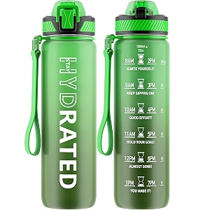 qlur water bottle with straw 32oz sports water bottles with time marker