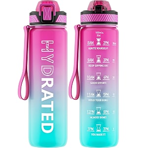 qlur water bottle with straw 32oz sports water bottles with time marker